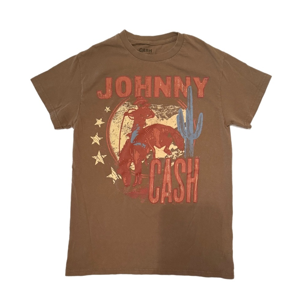 Johnny Cash Women’s Brown Graphic Shirt Size Small/Medium Modern Western Core